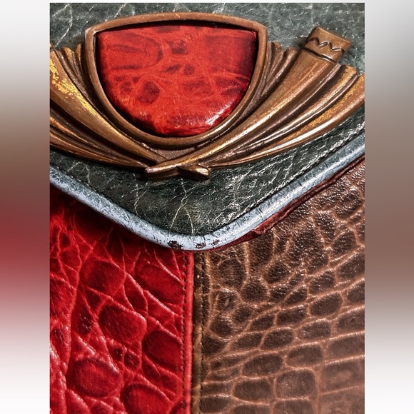 Vintage SHARIF Large Multicolored Patchwork Boho Leather Tote Bag Purse USA - Picture 13 of 16